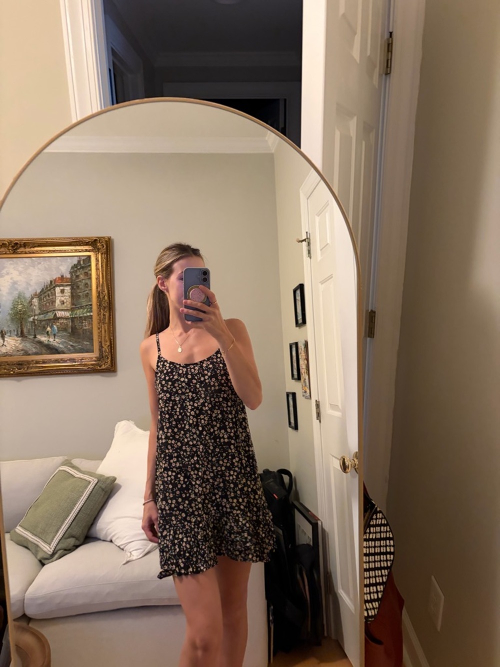 Urban Outfitters Black Floral V-Neck Dress with Delicate Blooms